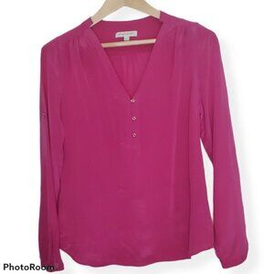 Banana Republic, Tunic Silk Top, Smocked V-neck Blouse, Size S